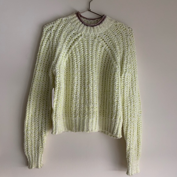 Aritzia Wilfred Confetti Sweater neon yellow S NWT - Picture 6 of 8